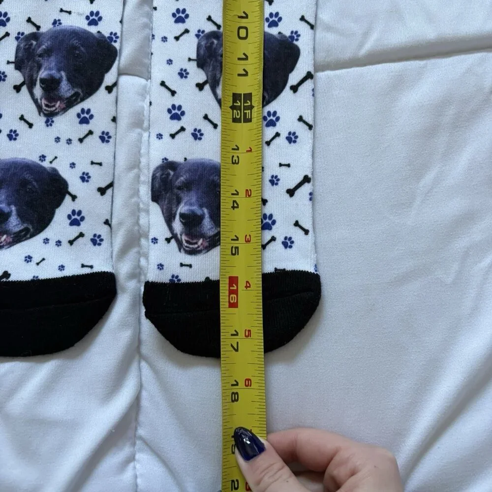 Adult Unisex One‎ Size White Black Dog Doggy Crew Long Socks Funny Comedy